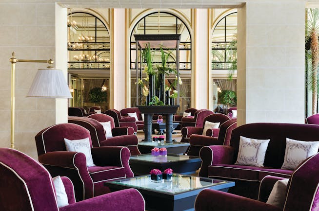 Hotel Hermitage Barriere Brittany lounge lobby area with armchairs