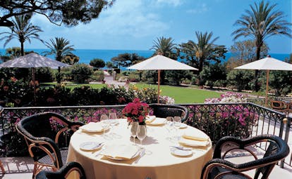 Grand Hotel du Cap Ferrat terrace garden dining views of gardens and sea