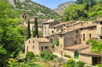 Stone houses in the typical village of St Guilhem le Desert