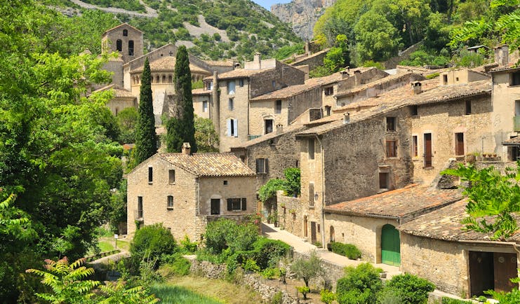 Stone houses in the typical village of St Guilhem le Desert