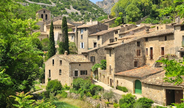 Stone houses in the typical village of St Guilhem le Desert