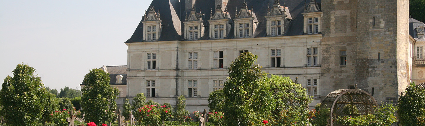 Renaissance chateau Chenonceau with gardens
