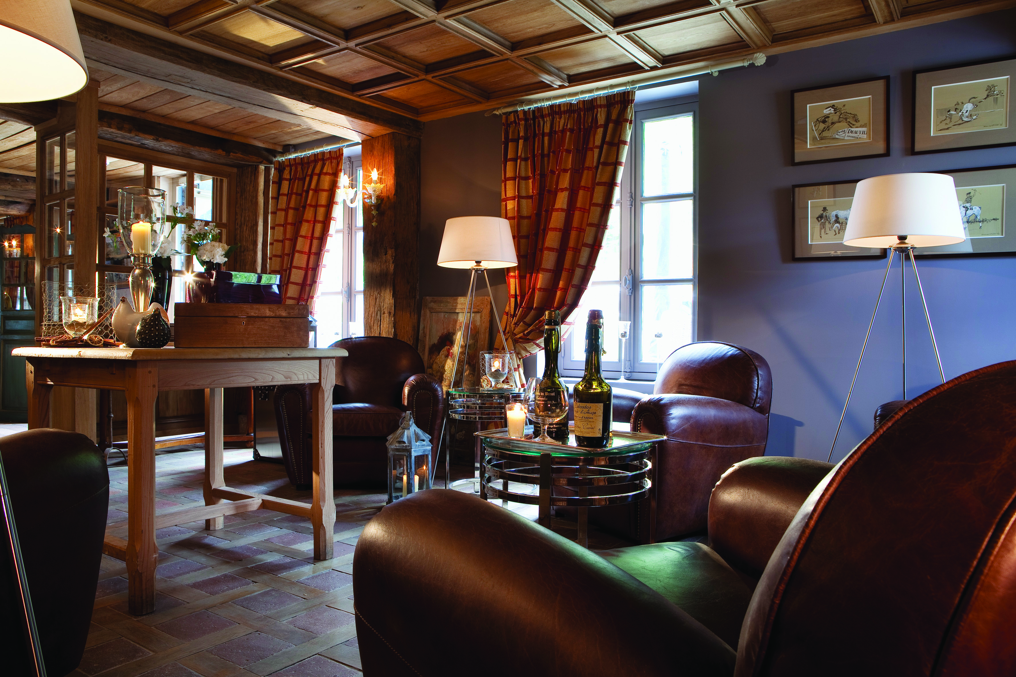 La Ferme Saint Simeon Normandy bar lounge area leather armchairs and tables