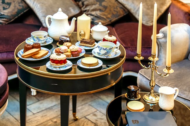 Hotel de Buci afternoon tea, cakes, tea, pastries, elegant decor