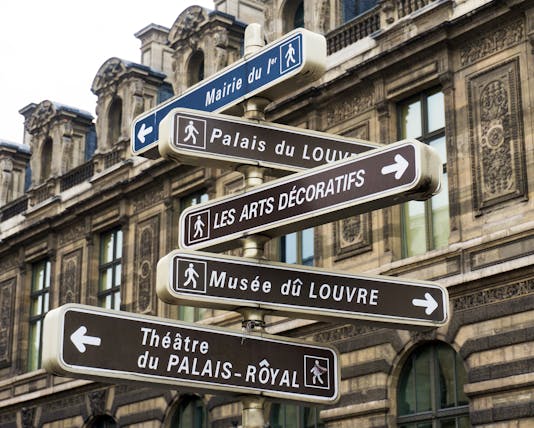 Direction signs for tourists of sites in Paris
