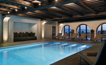 La Bastide de Gordes Provence spa swimming pool sun loungers and large windows