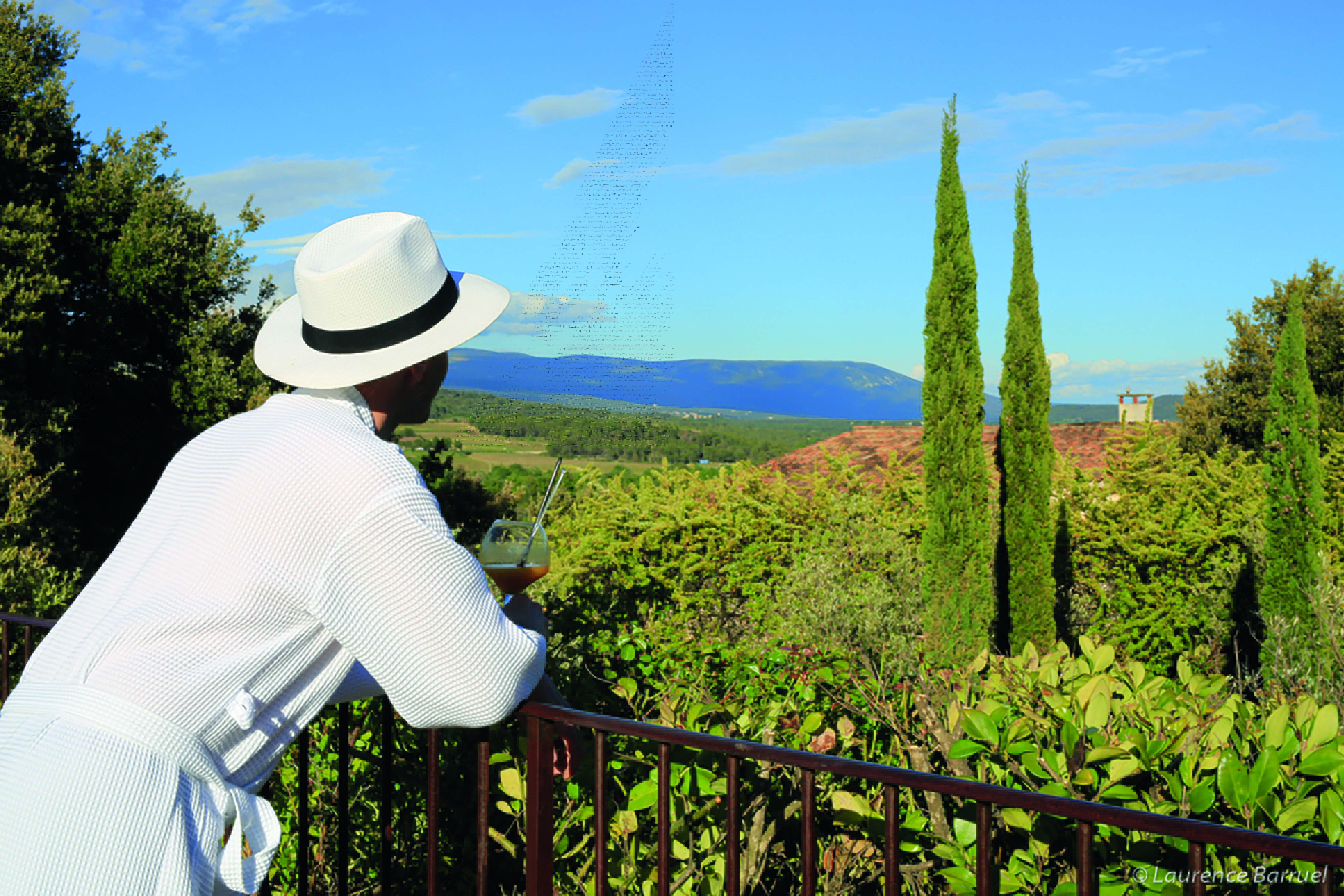 View of the gardens from a balcony looking over greenery