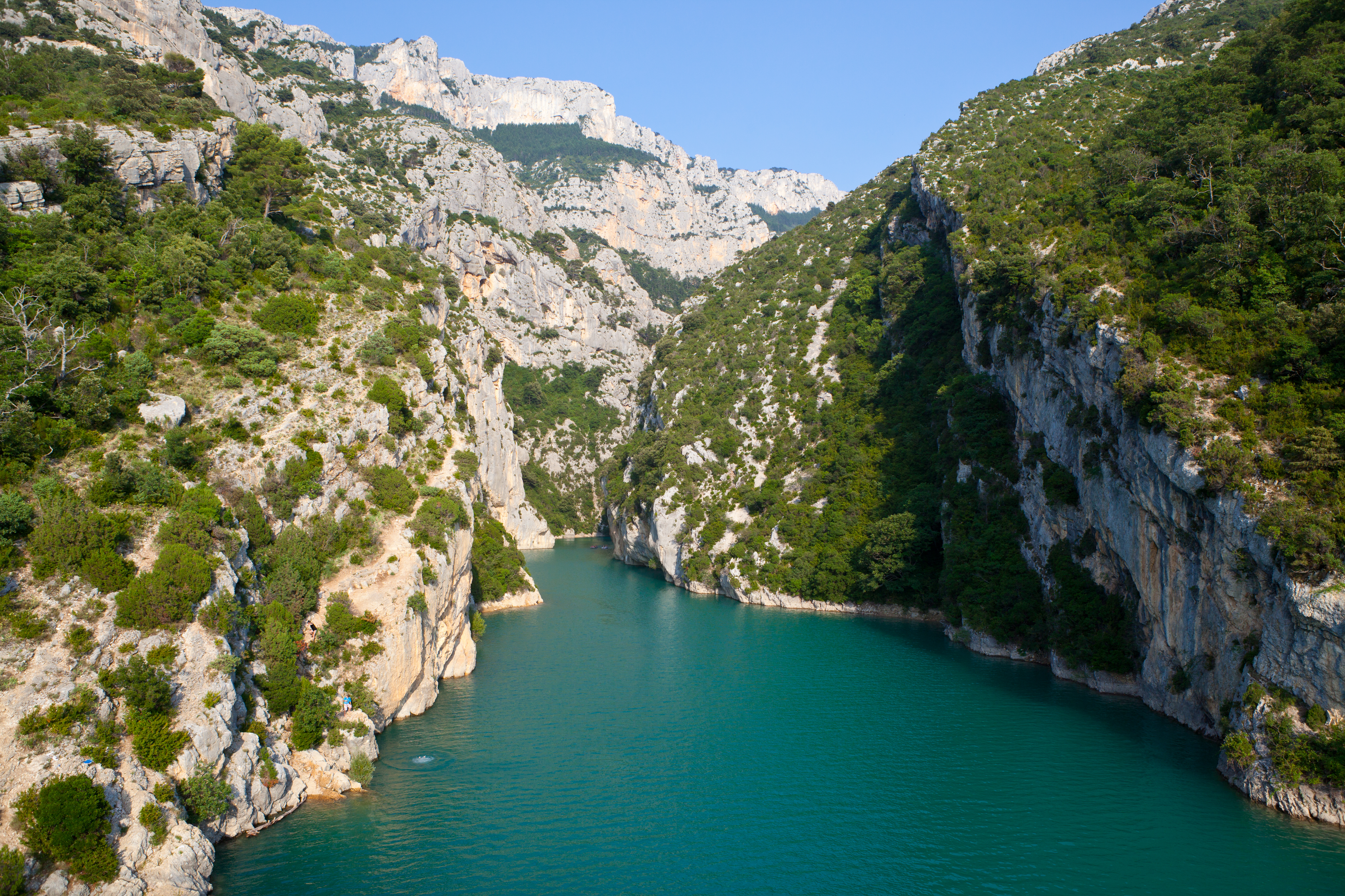 View of the water and cliffs of the Gorges du Verdon in Provence