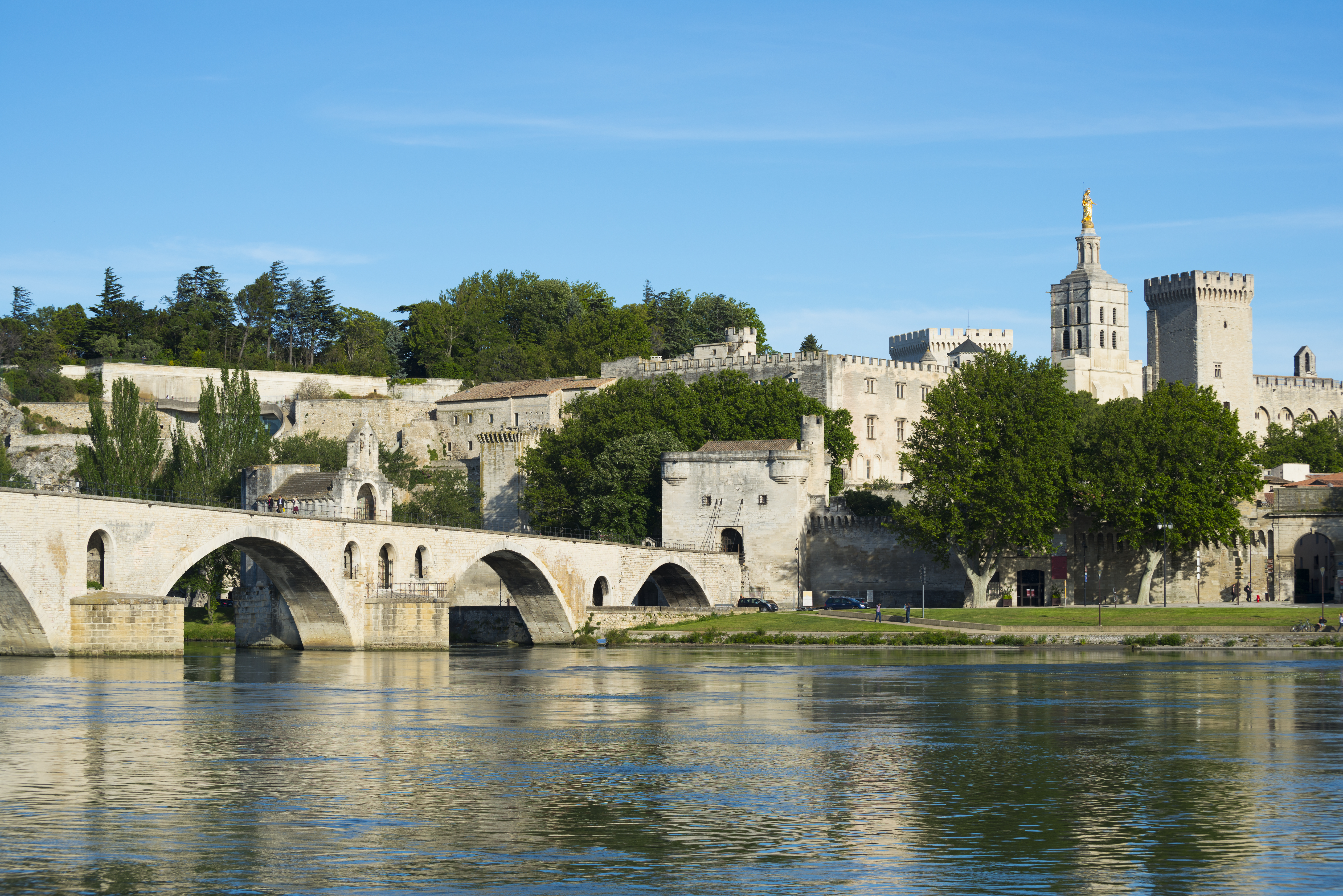 View of the river Rhone and the Pont d'Avignon in Provence