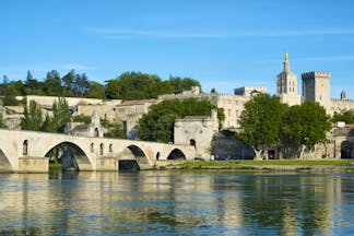View of the river Rhone and the Pont d'Avignon in Provence