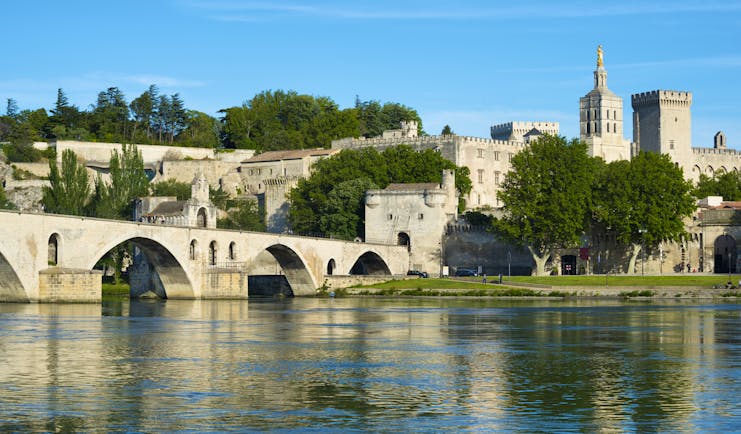 View of the river Rhone and the Pont d'Avignon in Provence