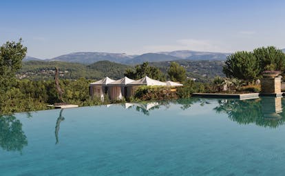 Terre Blanche Hotel and Spa Provence outdoor pool overlooking cabanas