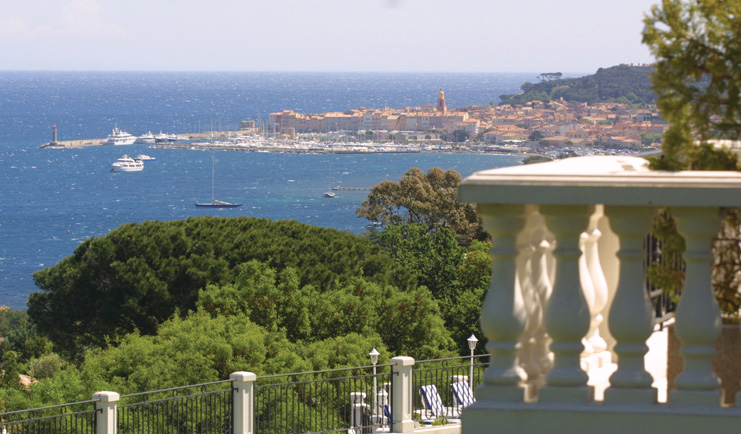Althoff Villa Belrose Saint Tropez sea view aerial trees sea and town