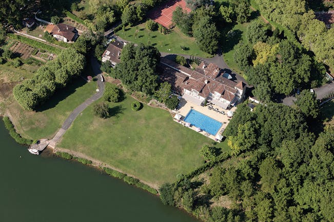 La Reserve Tarn and Lot aerial pool view and lawn next to a river