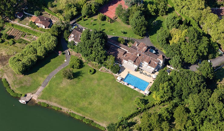 La Reserve Tarn and Lot aerial pool view and lawn next to a river