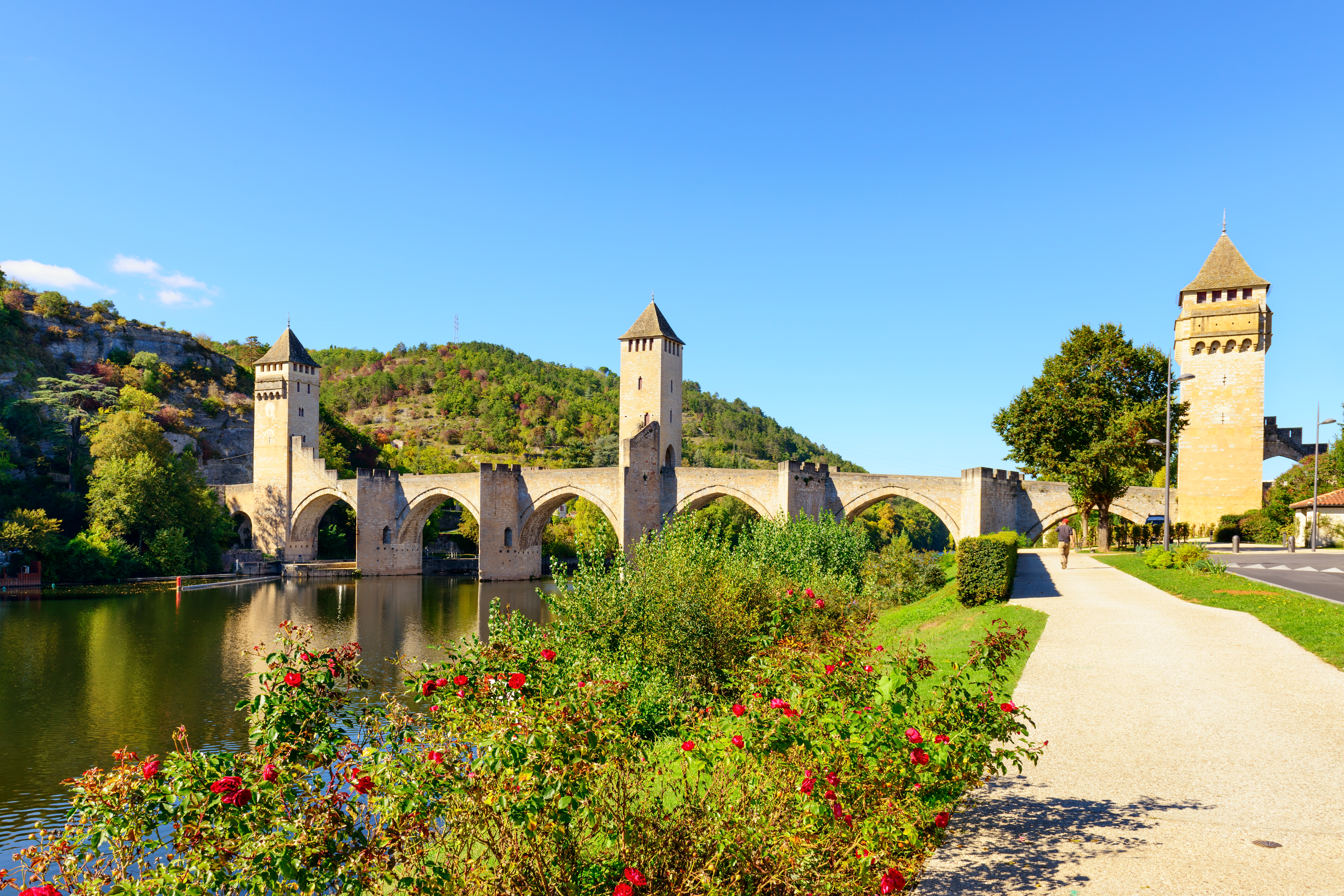 Turreted bridge over the river Lot near Cahors