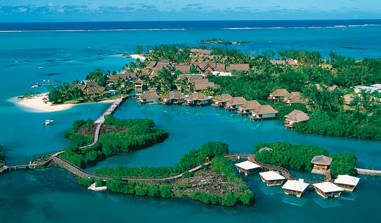 Constance Le Prince Maurice Mauritius aerial shot of island villas ocean