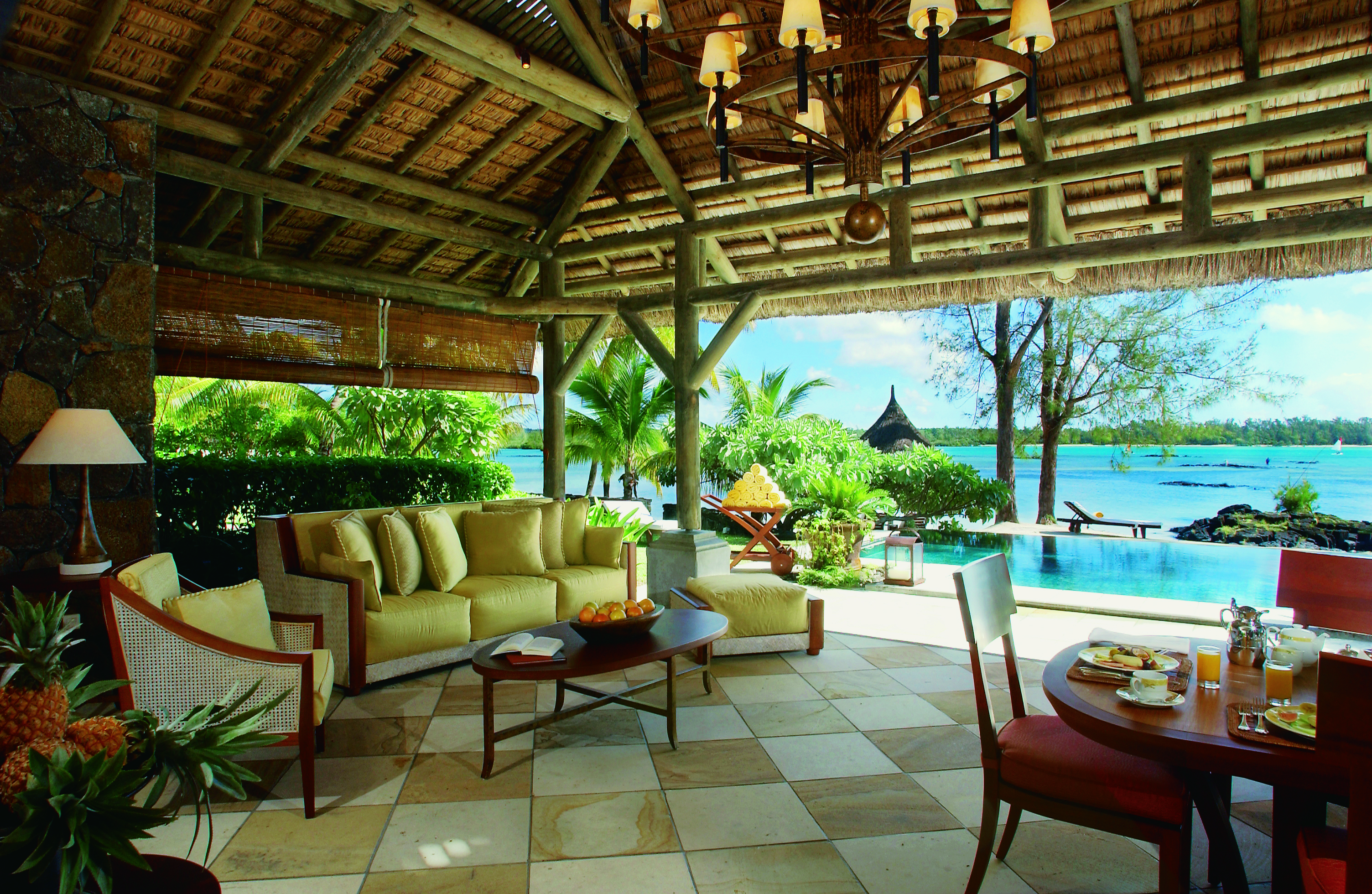 Constance Le Prince Maurice Mauritius private pool terrace seating area overlooking ocean