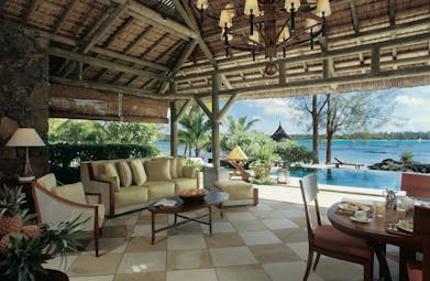 Constance Le Prince Maurice Mauritius private pool terrace seating area overlooking ocean