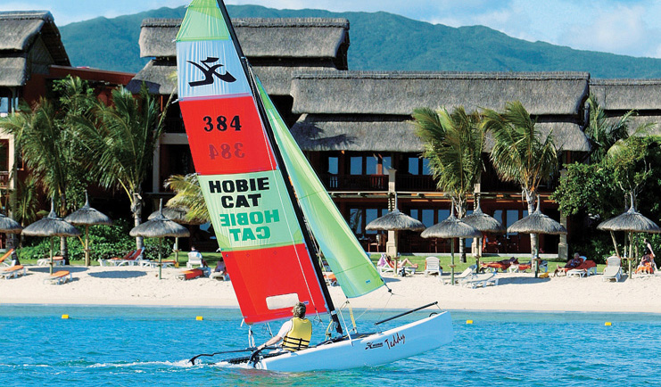 Heritage Awali Mauritius water sports person in boat on sea