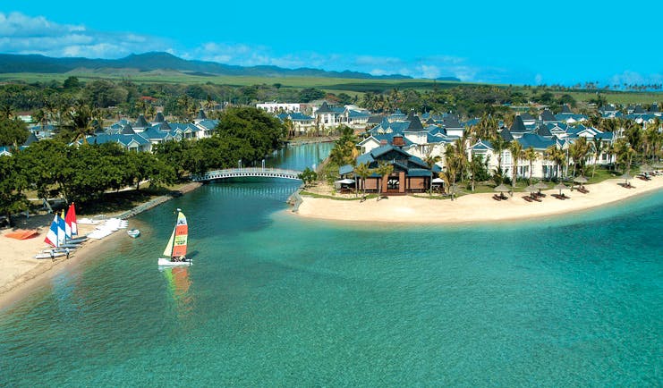 Le Telfair Mauritius sea leading to river through ocean beaches