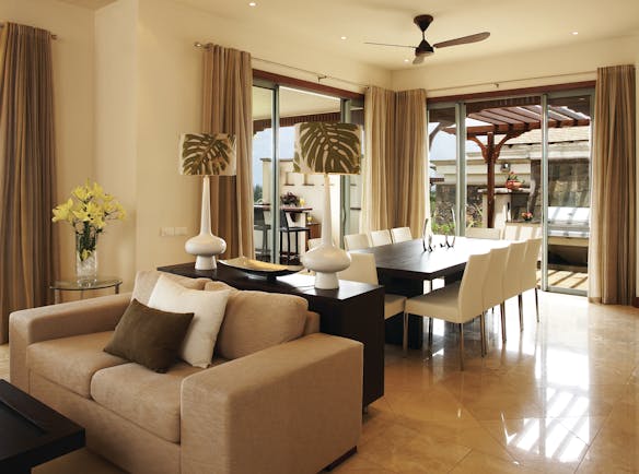 Heritage the Villas Mauritius villa living room sofa dining table modern décor