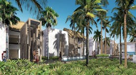 Long Beach Mauritius pool terraces palm trees greenery