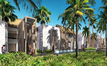 Long Beach Mauritius pool terraces palm trees greenery