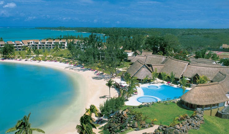 Lux Grand Gaube Mauritius aerial shot of resort hotel buildings pool beach sea