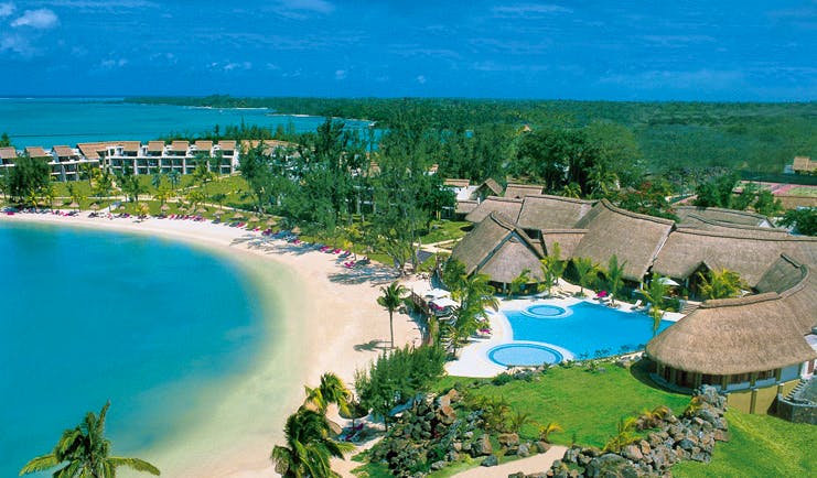 Lux Grand Gaube Mauritius aerial shot of resort hotel buildings pool beach sea