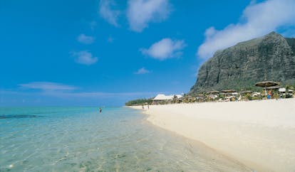 Lux Le Morne Mauritius sea beach white sand mountain in background