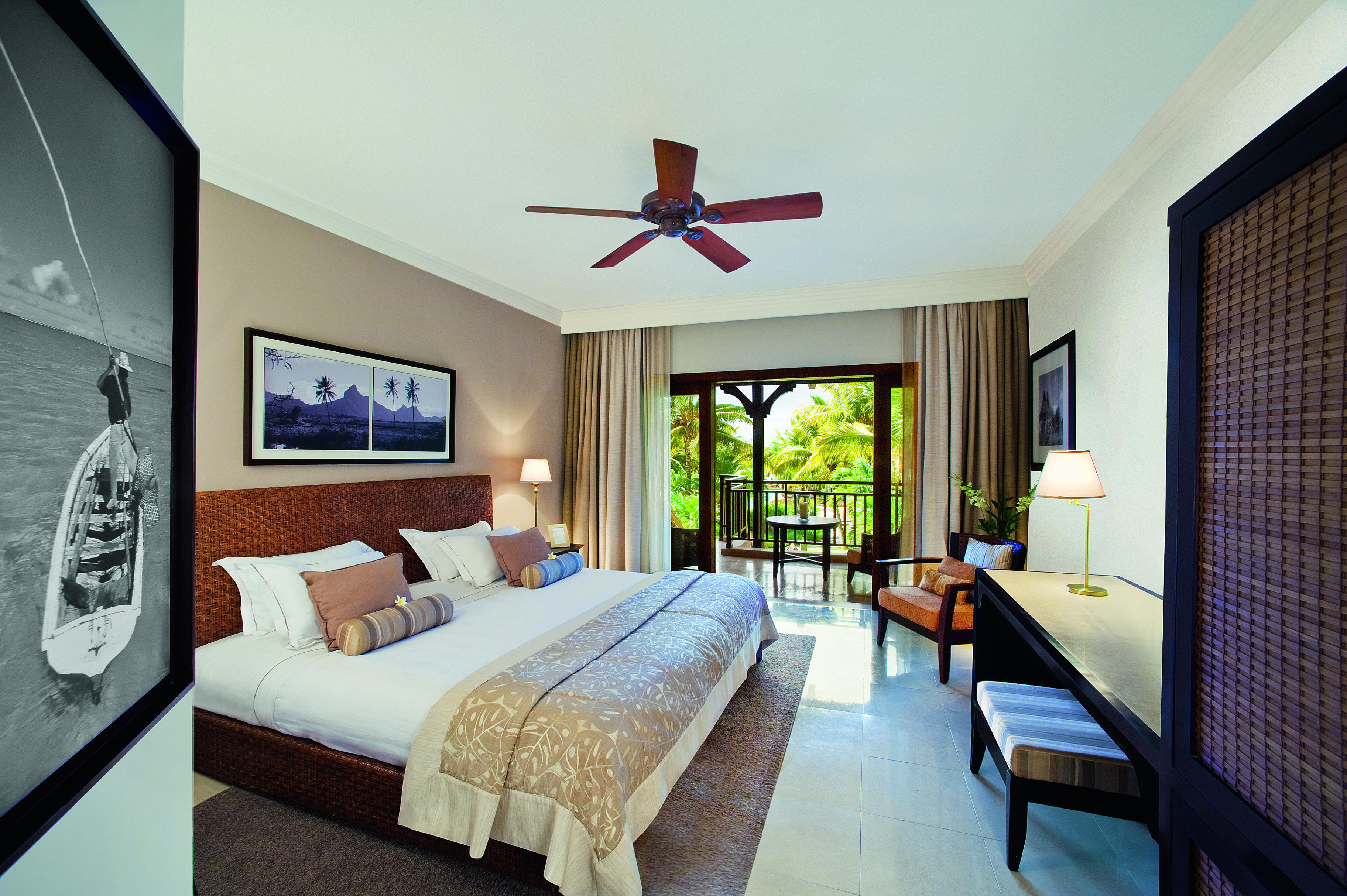 Lux Le Morne Mauritius superior room bed armchair terrace modern décor