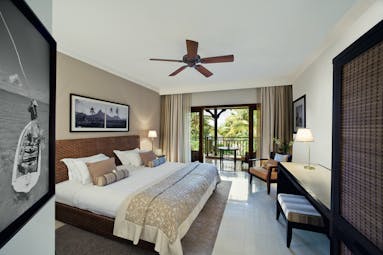 Lux Le Morne Mauritius superior room bed armchair terrace modern décor