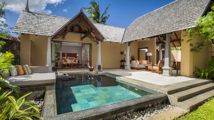 Luxury suite pool villa with outdoors pool and seating areas 