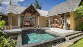 Luxury suite pool villa with outdoors pool and seating areas 