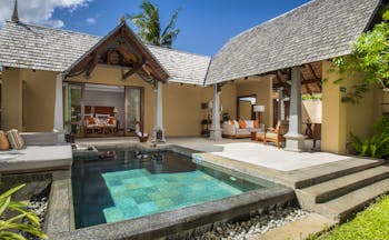 Luxury suite pool villa with outdoors pool and seating areas 