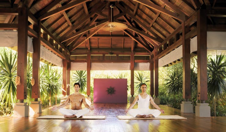 Shanti Maurice Mauritius spa yoga covered outdoor pavilion greenery