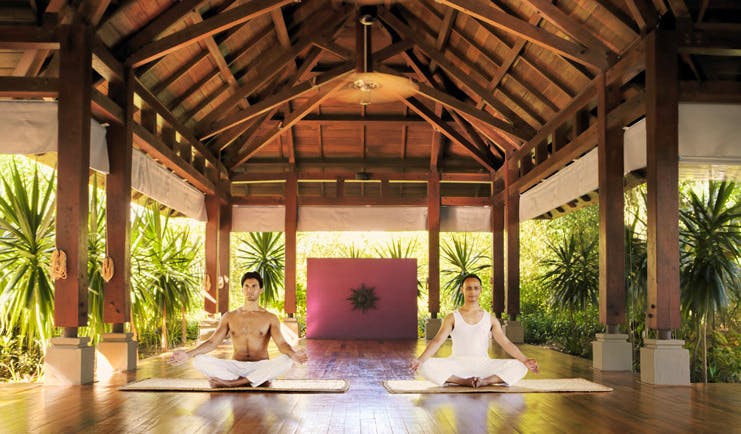 Shanti Maurice Mauritius spa yoga covered outdoor pavilion greenery
