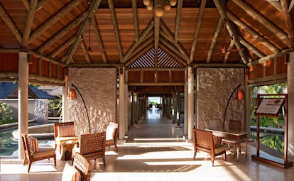 Constance Ephelia Resort Seychelles entrance terrace seating area