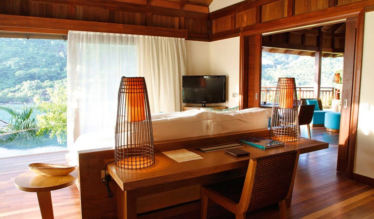 Constance Ephelia Resort Seychelles hillside villa view lounge modern decor sea view
