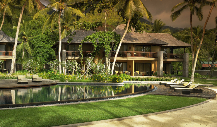 Constance Ephelia Resort Seychelles hotel exterior gardens palm trees outdoor pool