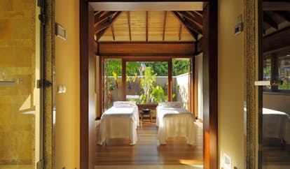 Constance Ephelia Resort Seychelles spa villa treatment room two spa beds
