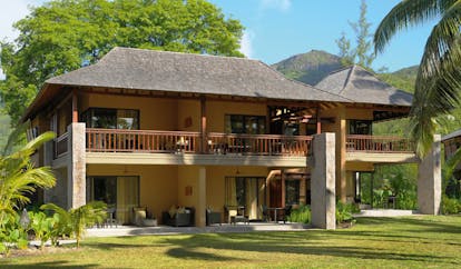 Constance Ephelia Resort Seychelles villa exterior building with large balcony and patio areas 