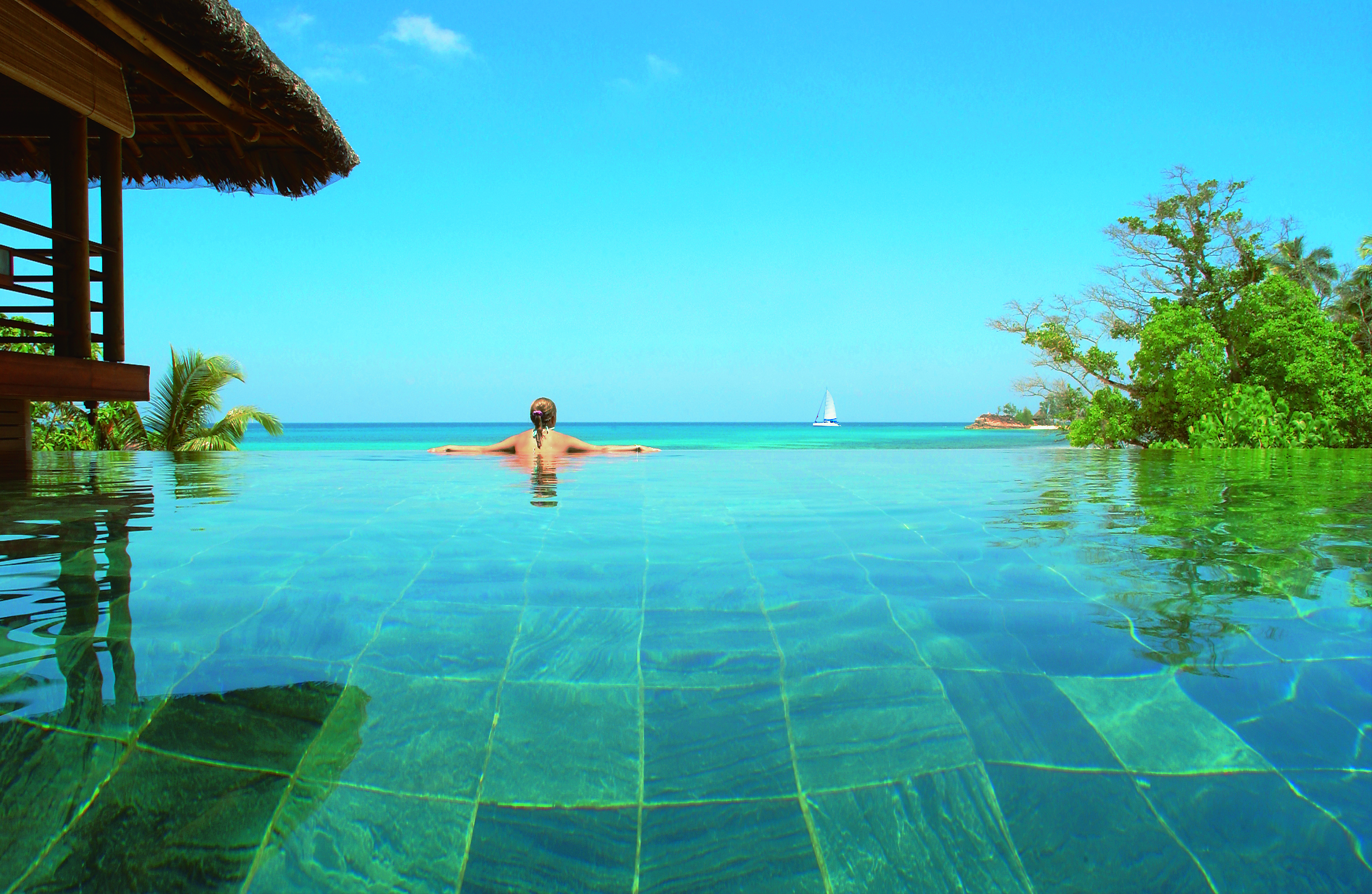 Constance Lemuria Seychelles infinity pool ocean view 