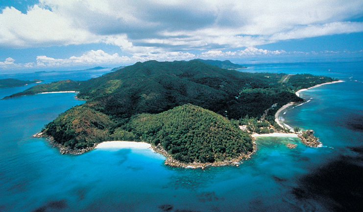 Constance Lemuria Seychelles island aerial view forests ocean