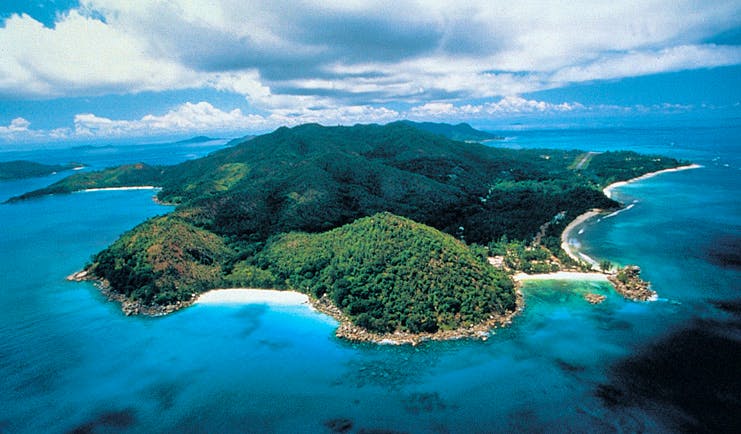 Constance Lemuria Seychelles island aerial view forests ocean