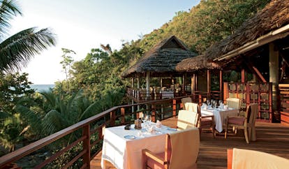 Constance Lemuria Seychelles Legend restaurant dining deck ocean view