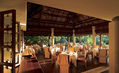 Constance Lemuria Seychelles Legend restaurant dining pavilion forest view