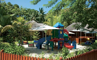 Constance Lemuria Seychelles outdoor play area in garden