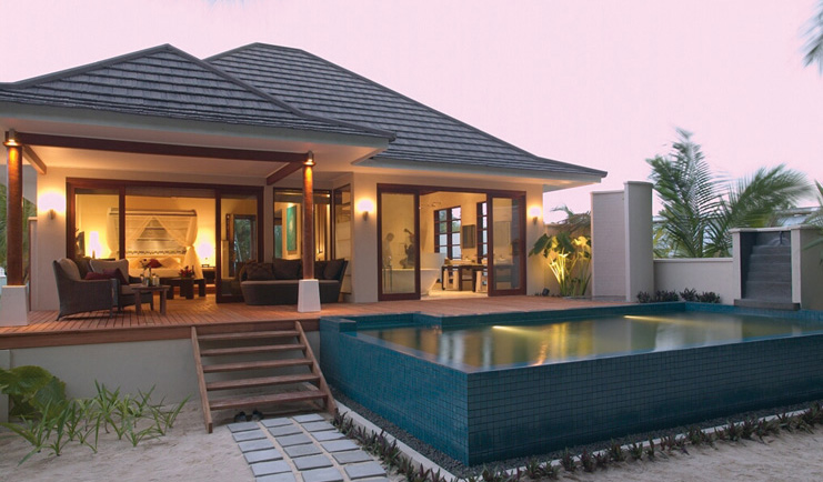 Hilton Labriz Seychelles villa exterior decked seating area private pool